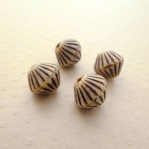 Lot de 4 perles bicones beige 11 mm - cbb11-0815 