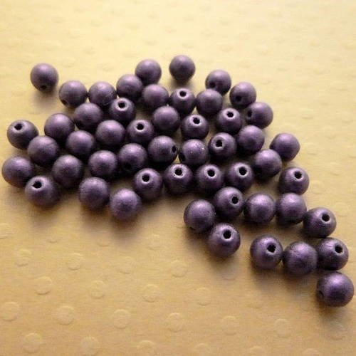 Lot de 50 perles rondes 4 mm met. suede purple - r4-1472 