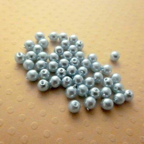 Lot de 50 perles nacrées rondes 4 mm baby blue - r4-1457 