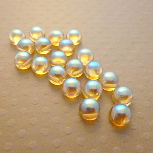 Lot de 20 cabochons 2 trous crystal lemon rainbow 6mm - b2h6-1455 
