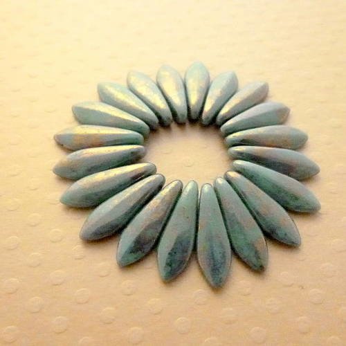 Lot de 20 gouttes dagues 5x16 mm turquoise bronze picasso - cbd516-1453 