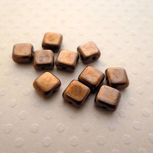 Lot de 10 perles carrés 6 mm dk bronze - cbpc6-1417 