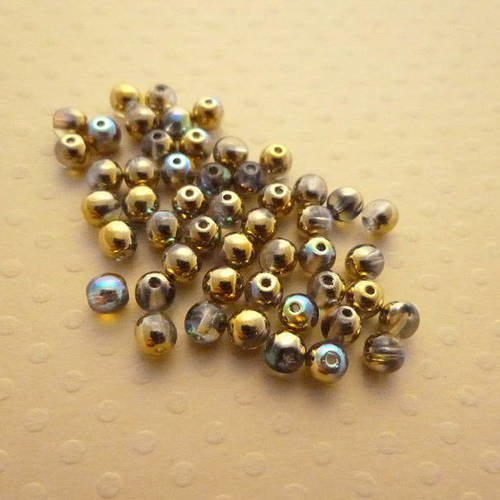 Lot de 50 perles rondes couleur crystal golden rainbow 4 mm - r4-1413 