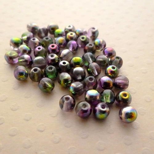 Lot de 50 perles rondes couleur crystal magic orchid 4 mm - r4-1377 