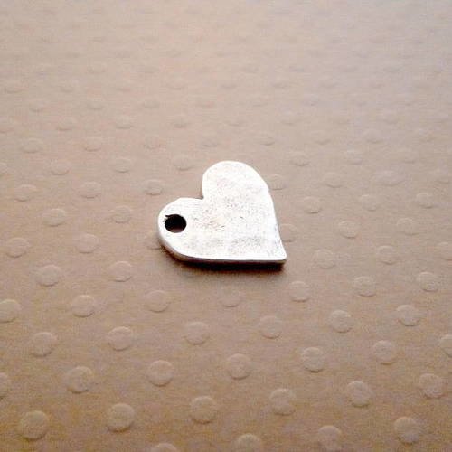 Breloque coeur plaquée argent pur 12x12 mm argenté vieilli - bav-1372 