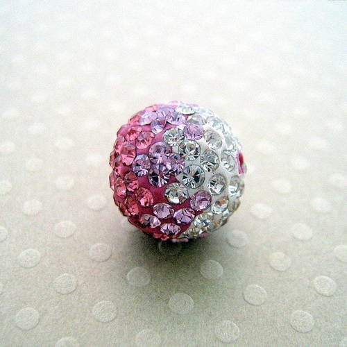 Perle strass pour shamballa pink/cristal 12 mm 