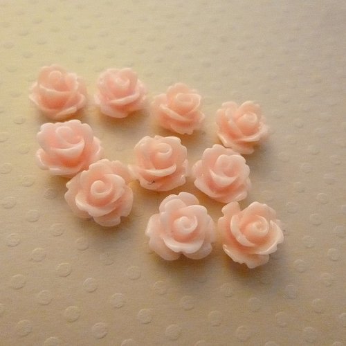 Lot de 10 fleurs en résine rose pâle 10 mm - fr-0623 