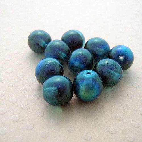Lot de 10 perles bicolores blue rainbow 8mm 