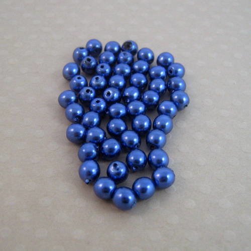 Lot de 50 perles nacrées rondes 4 mm royal blue - r4-0237 