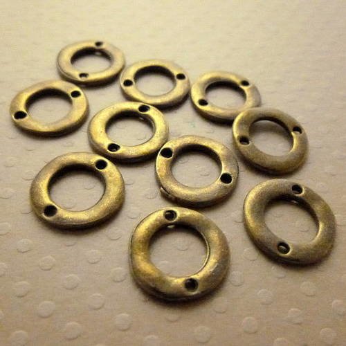 Lot de 10 connecteurs anneaux  14 mm bronze - cb-1350 