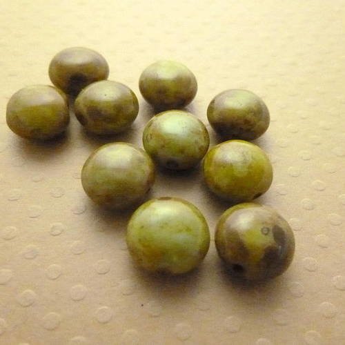 Lot de 10 perles palets light picasso green 10 mm - pp10-1345 