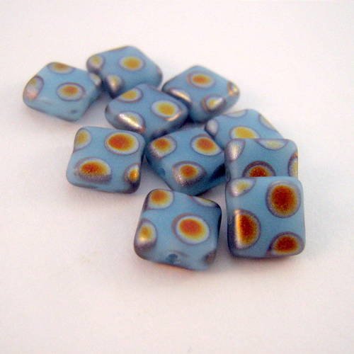 Lot de 10 perles paon carrés 8 mm blue marea m. op. - cbpc8-0076 