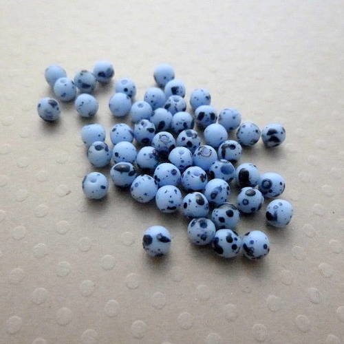 Lot de 50 perles rondes 4 mm blue eggs - r4-1282 