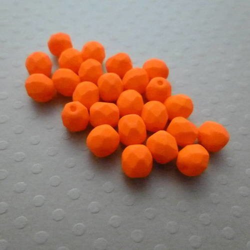 Lot de 25 facettes 6 mm orange neon mat - f6-1274 