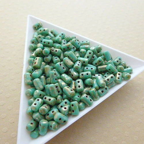 10 gr de perles rullas turquoise silver picasso 3x5mm - pr35-1260 