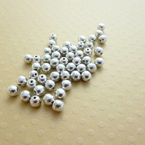 Lot de 50 perles rondes couleur silver 4 mm - r4-0583 