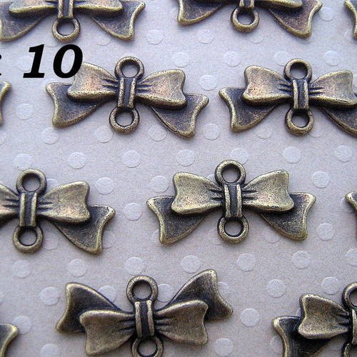 Lot de 10 connecteurs nœud ruban bronze 10x20 mm - l100052 