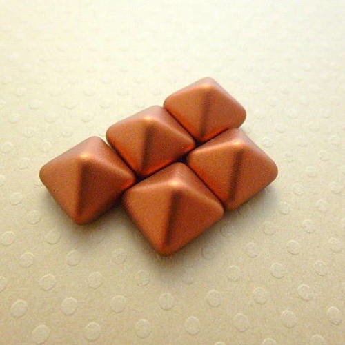 Lot de 5 pyramid beads (beadstud) 2 trous 12x12mm copper - pb12-1212 