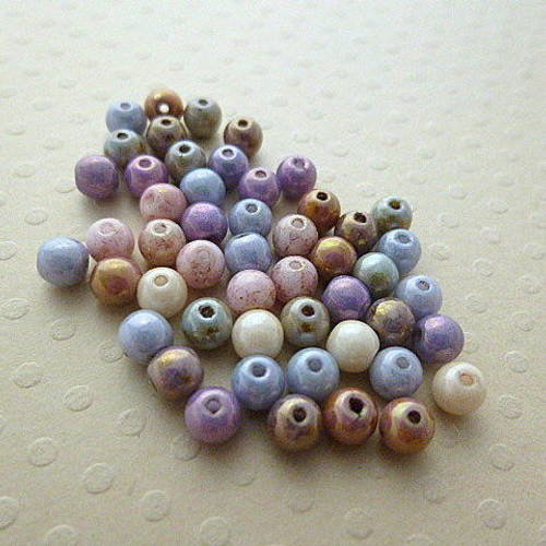 Lot de 50 perles rondes couleur op. luster mix 4 mm - r4-1183 