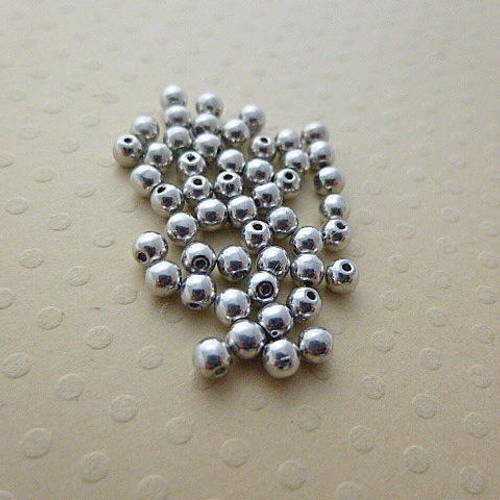 Lot de 50 perles rondes silver 3mm - r3-1177 