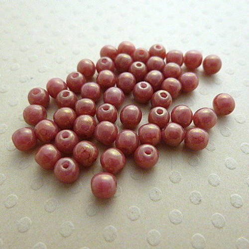 Lot de 50 perles rondes couleur pink coral 4 mm - r4-1131 