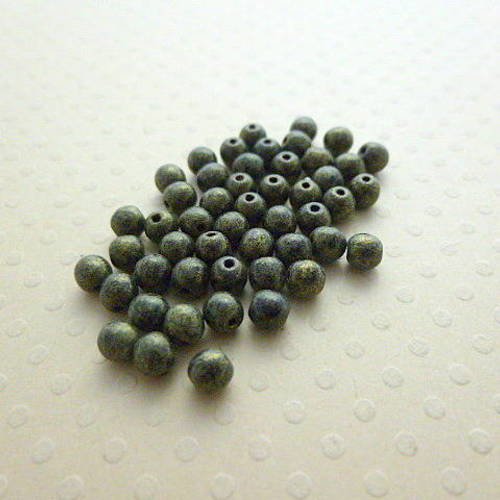 Lot de 50 perles rondes couleur bronze antique 4 mm - r4-0064 