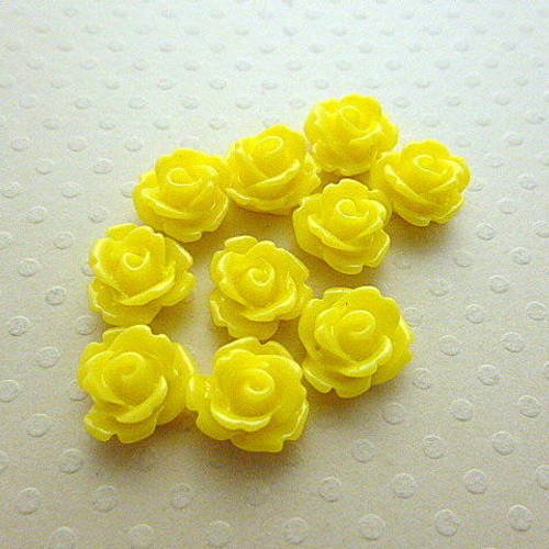 Lot de 10 fleurs en résine jaune 10mm - fr-0623 