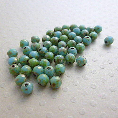 Lot de 50 perles rondes couleur picasso blue sky 4 mm - r4-1072 