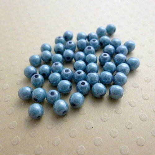 Lot de 50 perles rondes couleur bleues 4 mm - r4-0533 