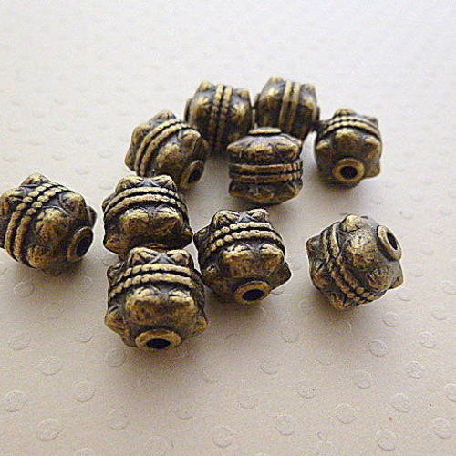 Lot de 10 perles métal bronze 10 mm - pmb-0373 