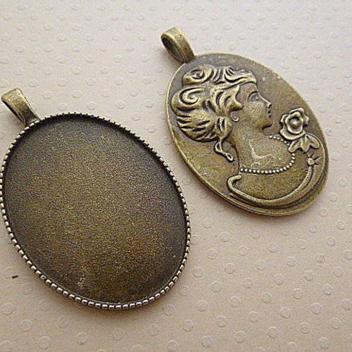 30x40 mm - pendentif bronze pour cabochon ovale 30x40 mm - scabob3040-9927 