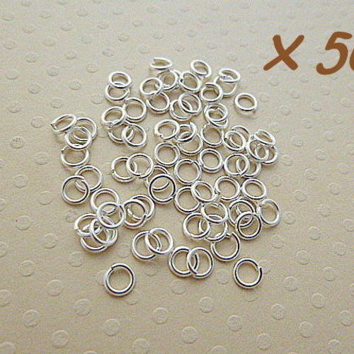 Lot de 50 anneaux ouverts argentés 4x0,7 mm - aa40,7-0845 