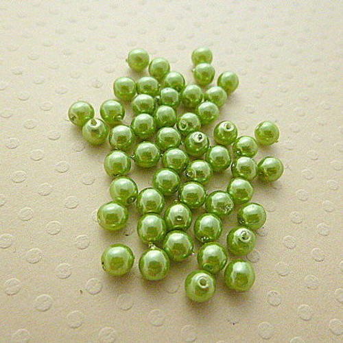 Lot de 50 perles nacrées rondes 4 mm m. olive - r4-0804 