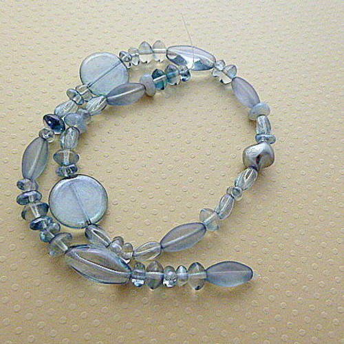 Mix de perles en verre pressé bleu gris - cbmix – 0981 