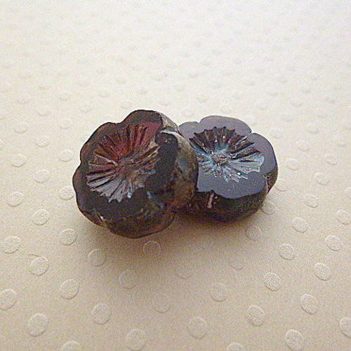 Lot de 2 perles fleurs violet 14 mm- cbf14-0977 