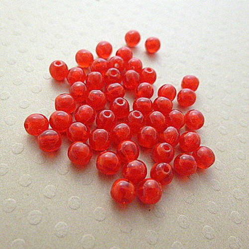 Lot de 50 perles rondes couleur rouge 4 mm - r4-0344 