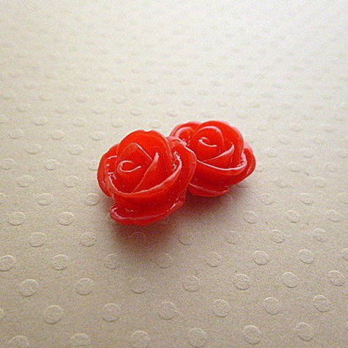 Lot de 2 roses en résine rouges 13 mm - fr-0320 