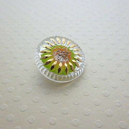 Bouton en verre daisy green 18 mm - b18-0540 