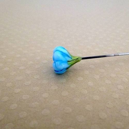 Tige fleur artisanale bleu 9,5 cm 