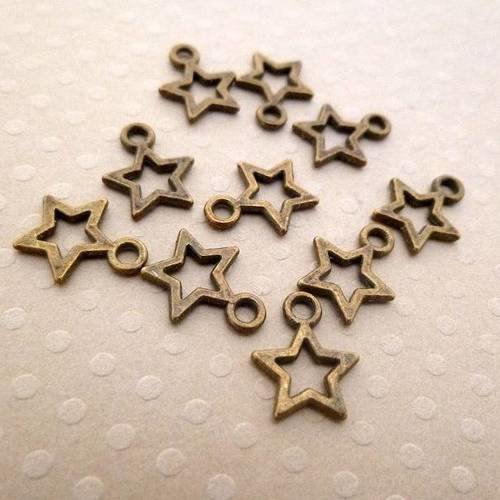 Lot de 10 breloques étoiles bronze 12x10 mm - bb-0854 
