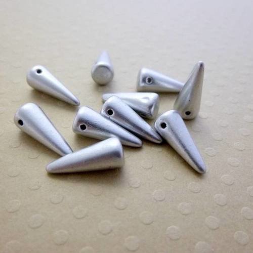 Lot de 10 perles spikes mat silver 5x13mm - cbsk513-0833 