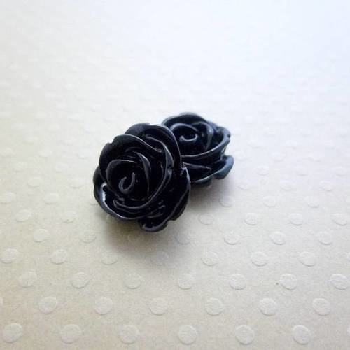 Lot de 2 roses en résine noires 13 mm - fr-0832 