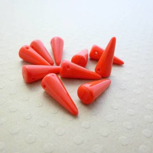 Lot de 10 perles spikes coral red 5x13mm - cbsk513-0829 