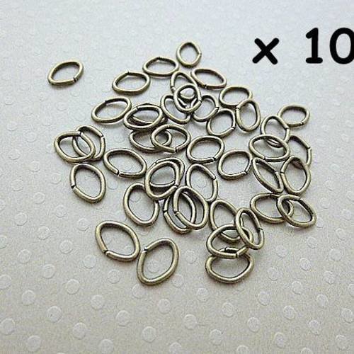 Lot de 100 anneaux ovales bronze 8x5x1 mm - l1006 