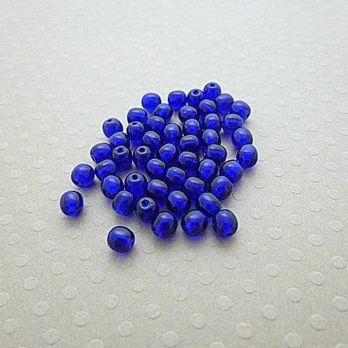 Lot de 50 perles rondes 4 mm cobalt - r4-0605 