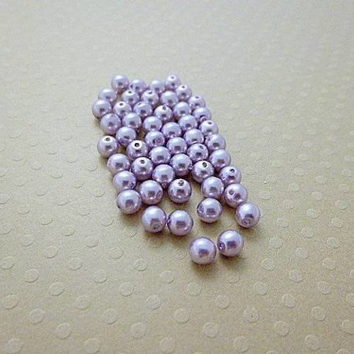 Lot de 50 perles nacrées rondes 4 mm lilac - r4-0785 