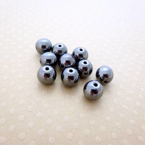 Lot de 10 perles rondes hématites 8 mm - psph8-0740 