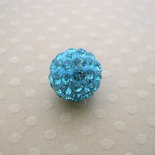 Perle strass aquamarine pour shamballa 10 mm 