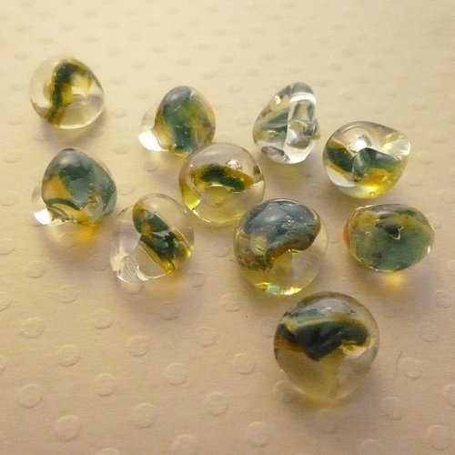 Lot de 10 gouttes lampwork en verre caméléon 10mm