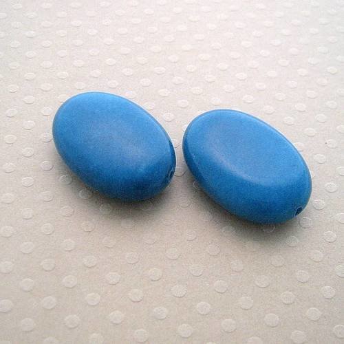 Lot de 2 perles en jade teintées bleues céruléen 18x25 mm - pjo-0653 